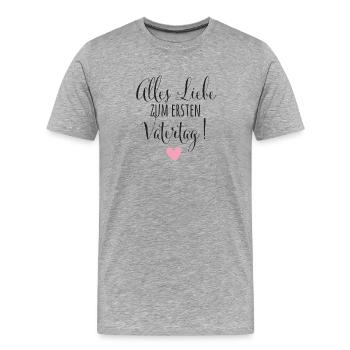 1. Vatertag Papa Vater Baby Geschenk Babysprüche - Männer Premium Bio T-Shirt - Grau meliert - Vorne - Damien (186cm)