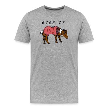 Stop IT COW - Männer Premium Bio T-Shirt - Grau meliert - Vorne - Damien (186cm)