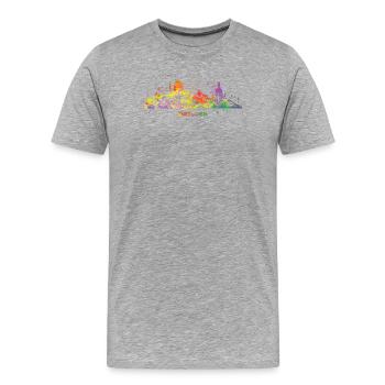 Dresden Skyline Bunt Dresdener Frauenkirche - Männer Premium Bio T-Shirt - Grau meliert - Vorne - Damien (186cm)