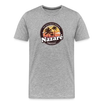 Nazare Portugal Strand Design - Männer Premium Bio T-Shirt - Grau meliert - Vorne - Damien (186cm)