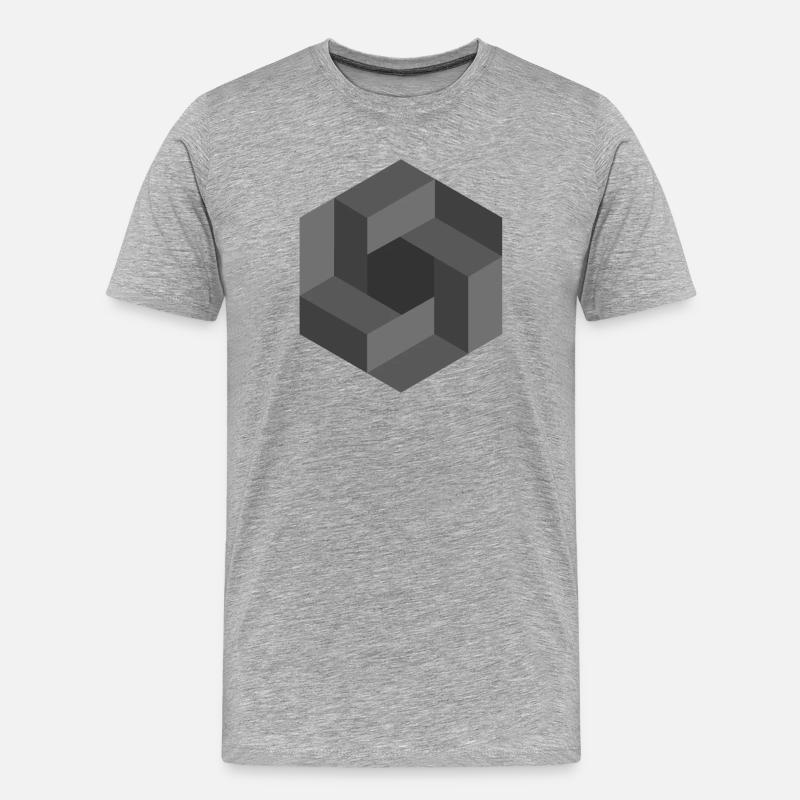 Geometrisches Illusionsmuster Schwarz Weiß - Männer Premium Bio T-Shirt - Grau meliert