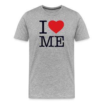 I LOVE ME - Männer Premium Bio T-Shirt - Grau meliert - Vorne - Damien (186cm)