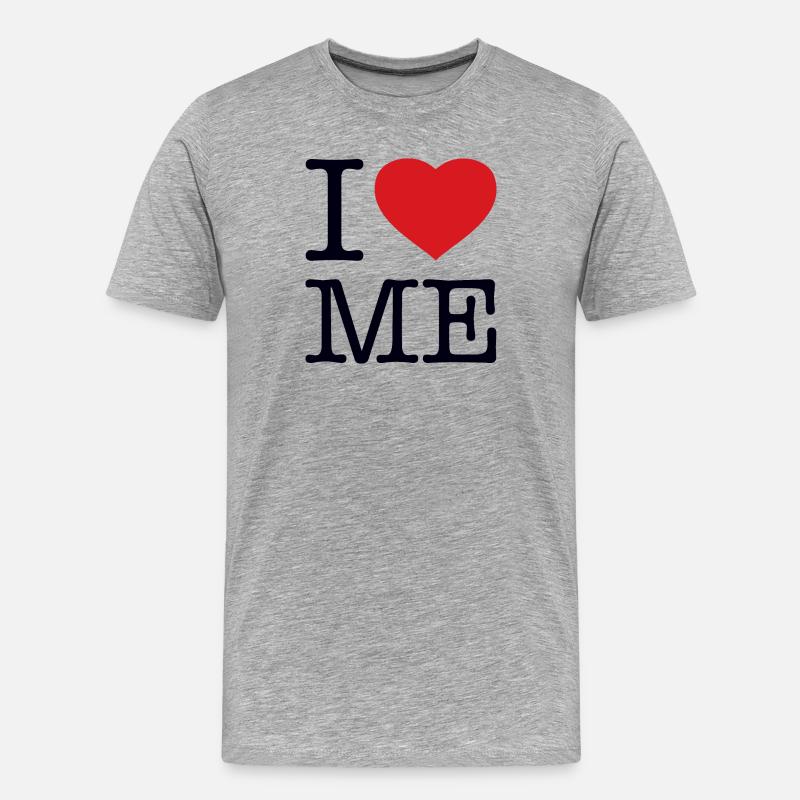 I LOVE ME - Männer Premium Bio T-Shirt - Grau meliert