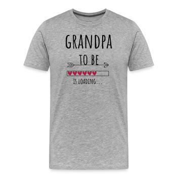 Annonce de grand-père enceinte Cadeau de grossesse - T-shirt bio Premium Homme - gris chiné - Devant - Damien (186cm)