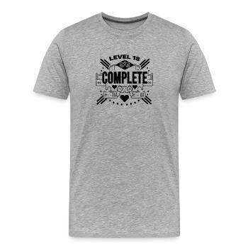 18 Geburtstag Gamer Level 18 - Männer Premium Bio T-Shirt - Grau meliert - Vorne - Damien (186cm)