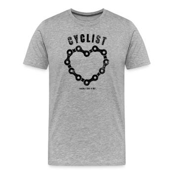 Cyclist Heart - Männer Premium Bio T-Shirt - Grau meliert - Vorne - Damien (186cm)