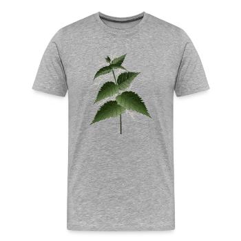 große Brennnessel mit großen dunkelgrünen Blättern - Männer Premium Bio T-Shirt - Grau meliert - Vorne - Damien (186cm)