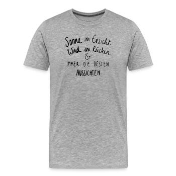 Sonne im Gesicht & die besten Aussichten - Männer Premium Bio T-Shirt - Grau meliert - Vorne - Damien (186cm)