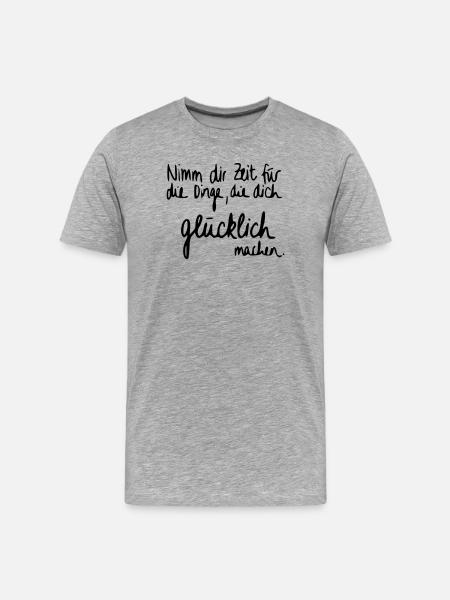Zeit für Glück - Männer Premium Bio T-Shirt - Grau meliert