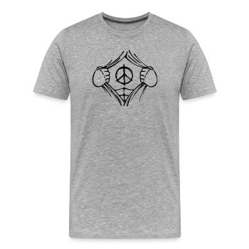 Frieden Liebe Gerechtigkeit Friedenszeichen - Männer Premium Bio T-Shirt - Grau meliert - Vorne - Damien (186cm)