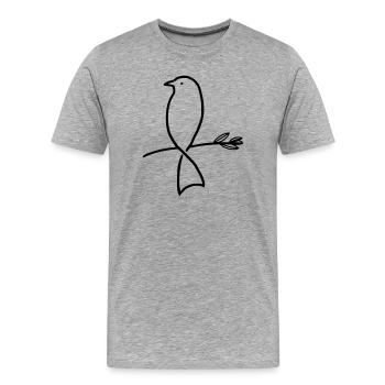 Oiseau sur une branche - T-shirt bio Premium Homme - gris chiné - Devant - Damien (186cm)