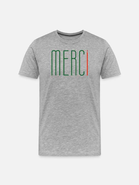 MERCi, Merci en Français - T-shirt bio Premium Homme - gris chiné