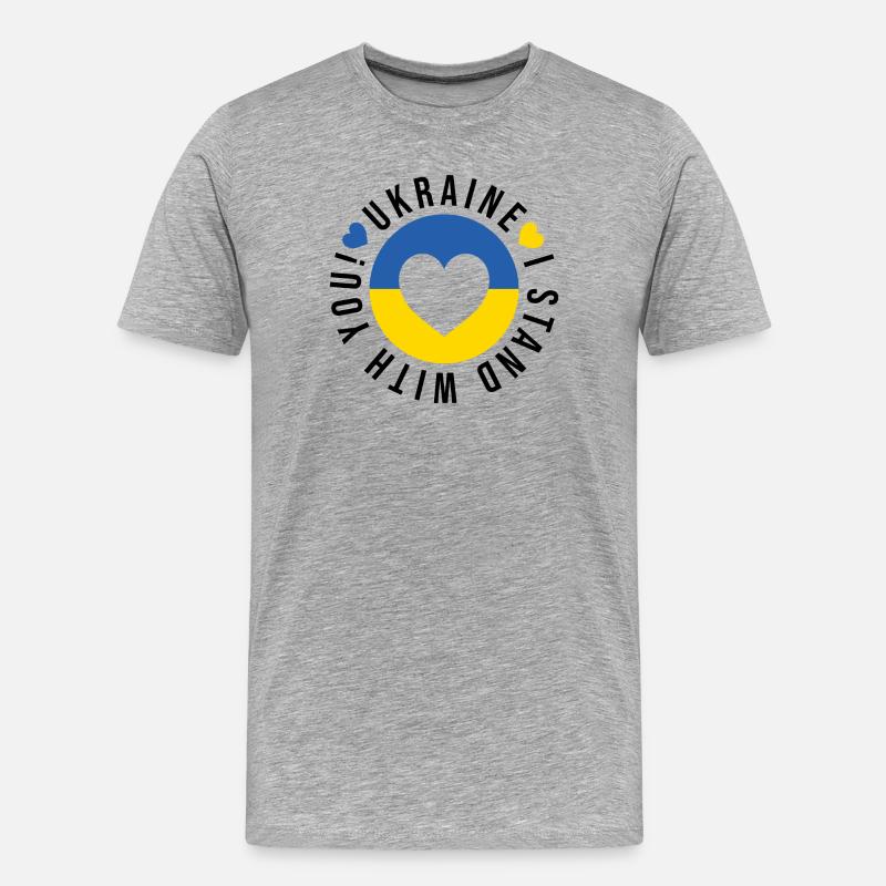 Ukraine! Ich stehe zu dir - Männer Premium Bio T-Shirt - Grau meliert