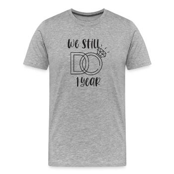 1er anniversaire de mariage en papier cadeau de mariage - T-shirt bio Premium Homme - gris chiné - Devant - Damien (186cm)