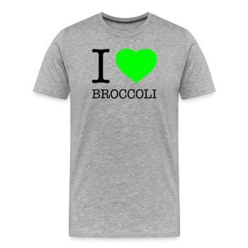 I LOVE BROCCOLI Broccoli Vegetables - Men's Premium Organic T-Shirt - heather grey - Front - Damien (186cm)