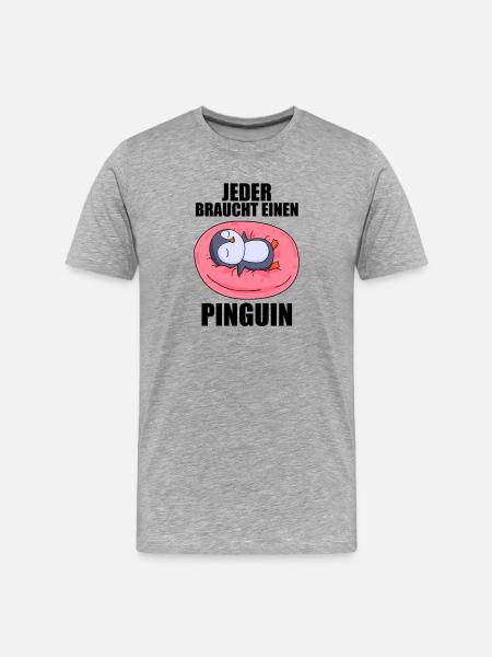 Pinguin Pinguine - Männer Premium Bio T-Shirt - Grau meliert