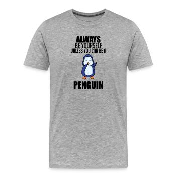 Pinguin Pinguine - Männer Premium Bio T-Shirt - Grau meliert - Vorne - Damien (186cm)