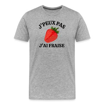 fraise, manger des fraises, saison des fraises - T-shirt bio Premium Homme - gris chiné - Devant - Damien (186cm)
