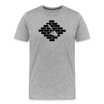 Briques de maçonnerie maçonnique avec logo de truelle - T-shirt bio Premium Homme - gris chiné - Devant - Damien (186cm)