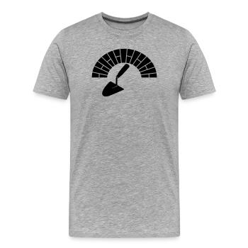 Briques de maçonnerie maçonnique avec logo de truelle - T-shirt bio Premium Homme - gris chiné - Devant - Damien (186cm)