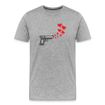 Herz Meinungsfreiheit Menschheit Friedenszeit - Männer Premium Bio T-Shirt - Grau meliert - Vorne - Damien (186cm)