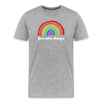 Love Statement Peace Rainbow Freedom - Men's Premium Organic T-Shirt - heather grey - Front - Damien (186cm)