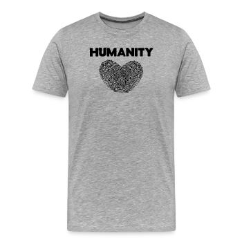 Love Heart Saying Humanity Mouvement pour la paix - T-shirt bio Premium Homme - gris chiné - Devant - Damien (186cm)
