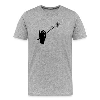 Wand, Magician, Magic, Hand - Men's Premium Organic T-Shirt - heather grey - Front - Damien (186cm)