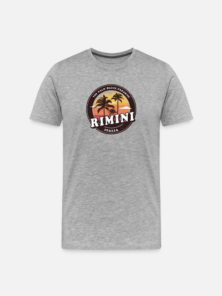 Rimini Italien Vintage Palm Design - Herre Premium T-shirt økologisk - grå meleret
