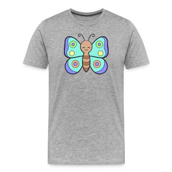 Papillons Papillons - T-shirt bio Premium Homme - gris chiné - Devant - Damien (186cm)