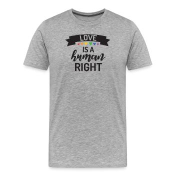 L’amour est un droit de l’homme - T-shirt bio Premium Homme - gris chiné - Devant - Damien (186cm)