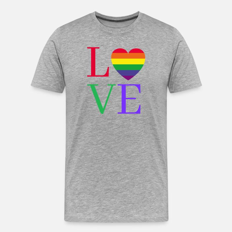Regenbogen Love Herz Pride  - Männer Premium Bio T-Shirt - Grau meliert