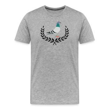 Pigeon avec couronne de laurier - T-shirt bio Premium Homme - gris chiné - Devant - Damien (186cm)