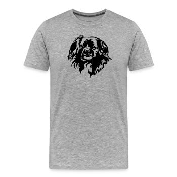 Tête d’épagneul tibétain - T-shirt bio Premium Homme - gris chiné - Devant - Damien (186cm)