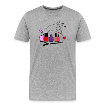 Vernis à ongles logo manucure avec lime et coupe-ongles - T-shirt bio Premium Homme - gris chiné - Devant - Damien (186cm)