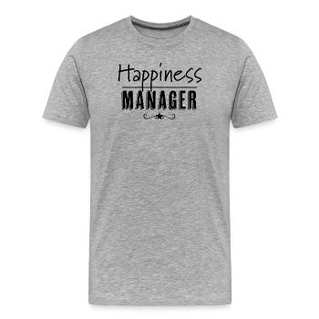 Happiness Manager - Männer Premium Bio T-Shirt - Grau meliert - Vorne - Damien (186cm)