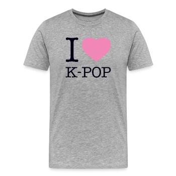 J’ADORE LA K-POP - T-shirt bio Premium Homme - gris chiné - Devant - Damien (186cm)