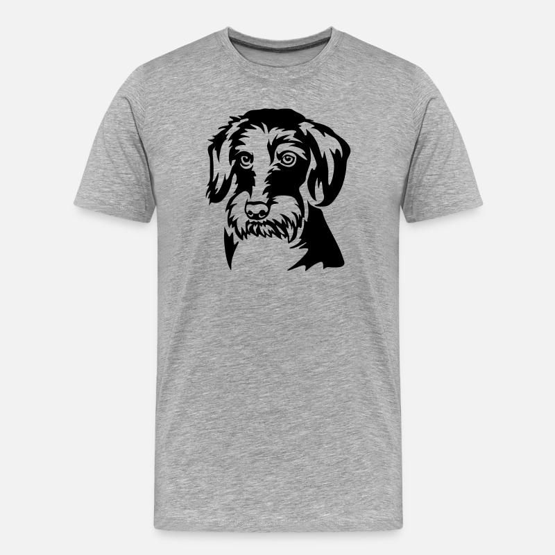 Dackel Kopf - Männer Premium Bio T-Shirt - Grau meliert
