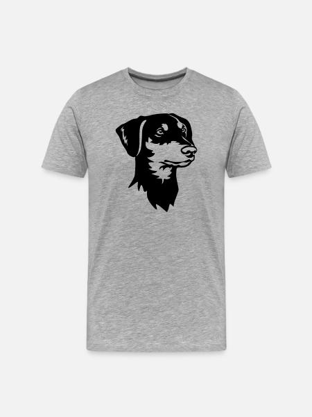 German Pinscher Head - Men's Premium Organic T-Shirt - heather grey