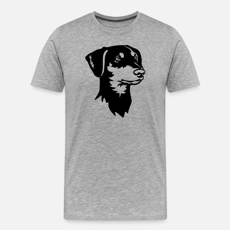 Deutscher Pinscher Kopf - Männer Premium Bio T-Shirt - Grau meliert