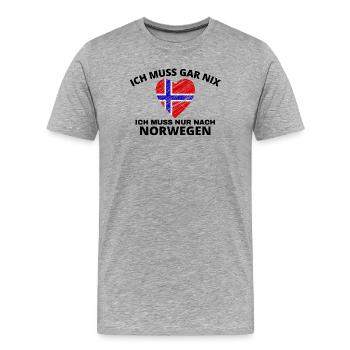 Norwegen - Männer Premium Bio T-Shirt - Grau meliert - Vorne - Damien (186cm)