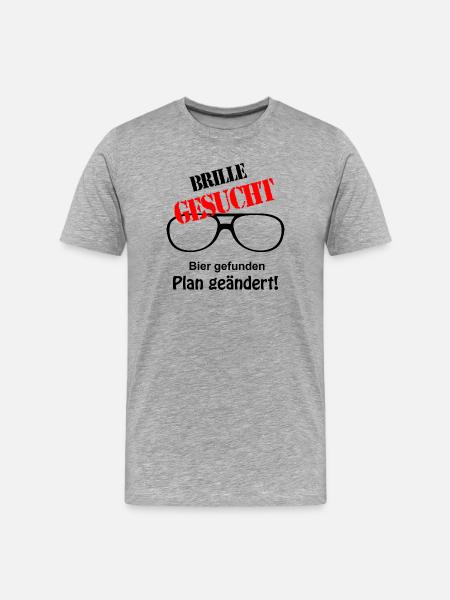 Brille gesucht - Männer Premium Bio T-Shirt - Grau meliert