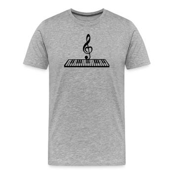 Piano avec touche de musique, clavier - T-shirt bio Premium Homme - gris chiné - Devant - Damien (186cm)