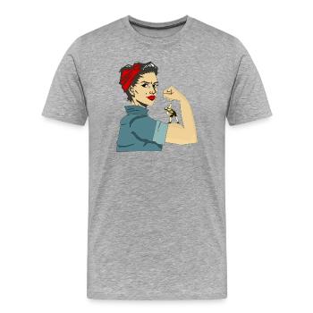STARKE FRAUEN - Männer Premium Bio T-Shirt - Grau meliert - Vorne - Damien (186cm)