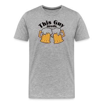 Double Beer Mugs Cheers Design - Men's Premium Organic T-Shirt - heather grey - Front - Damien (186cm)