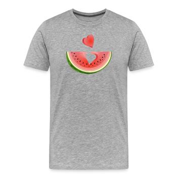 Morceau de pastèque avec cœur - T-shirt bio Premium Homme - gris chiné - Devant - Damien (186cm)