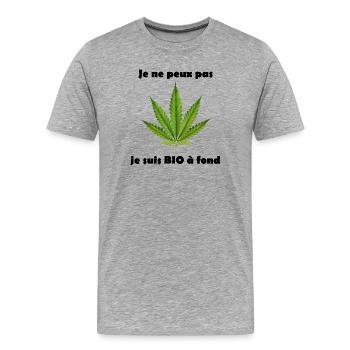 Feuille de cannabis stylisée pour vêtements - T-shirt bio Premium Homme - gris chiné - Devant - Damien (186cm)