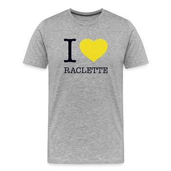I LOVE RACLETTE - Männer Premium Bio T-Shirt - Grau meliert - Vorne - Damien (186cm)