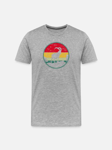 Steinbock, Wandern, Berge - Männer Premium Bio T-Shirt - Grau meliert