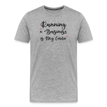 Ein Unternehmen zu führen ist mein Cardio - Männer Premium Bio T-Shirt - Grau meliert - Vorne - Damien (186cm)